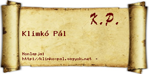 Klimkó Pál névjegykártya